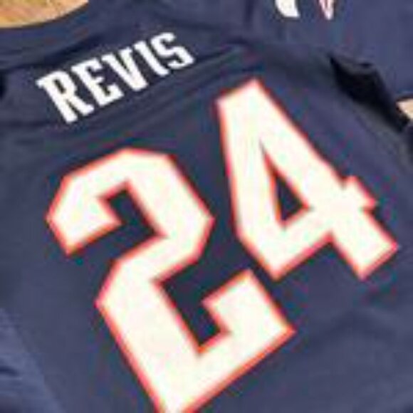 NFL New England Patriots Darrelle Revis 24 Jersey Navy Blue Kids M (Fits Women’s - Picture 6 of 6